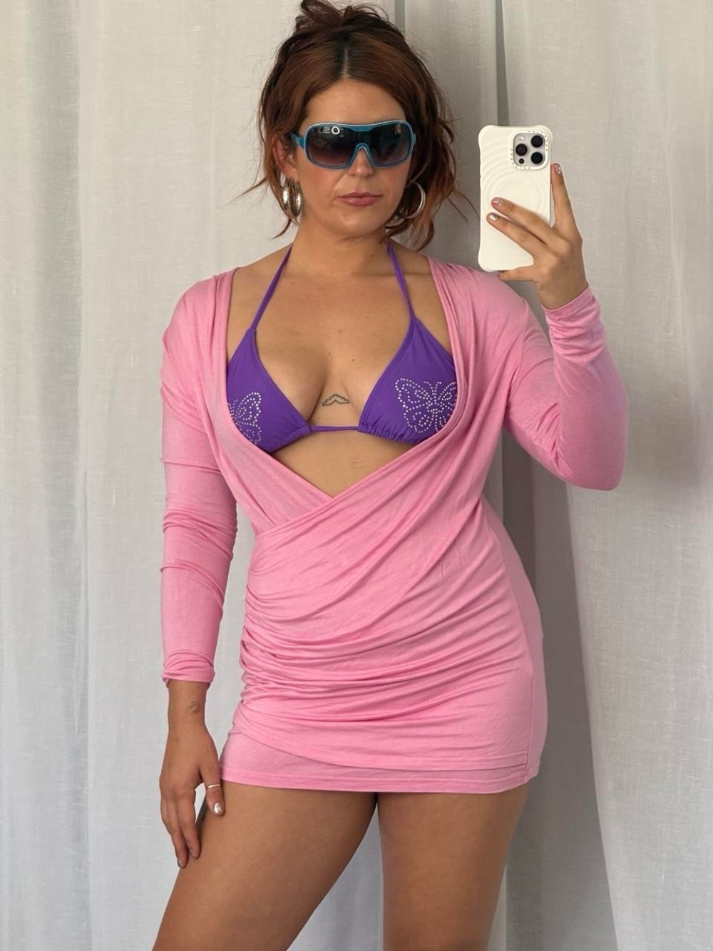✧ Pink Ruched Mini Dress ✧ Y2K Club Bodycon Cover Up ✧